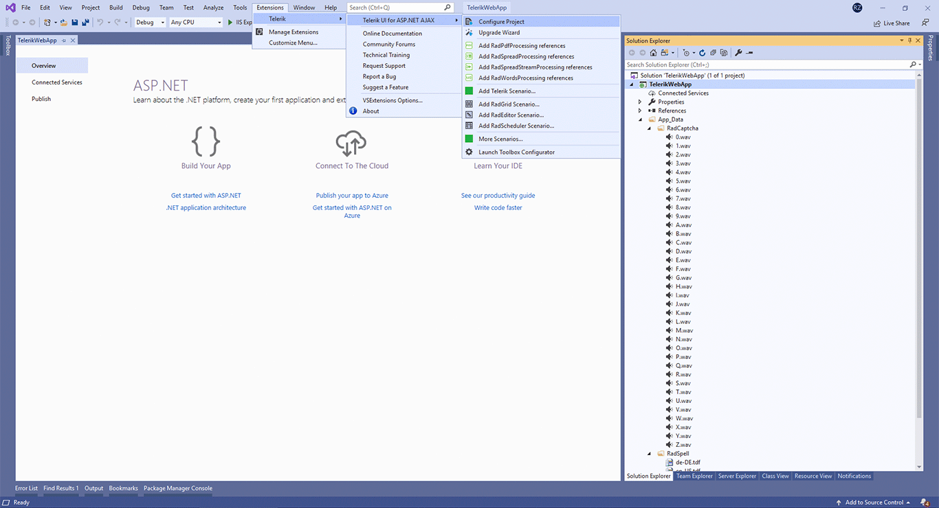 Telerik ASP.NET AJAX Visual Studio Configure Project Template Configure Telerik ASP.NET AJAX project in Visual Studio
