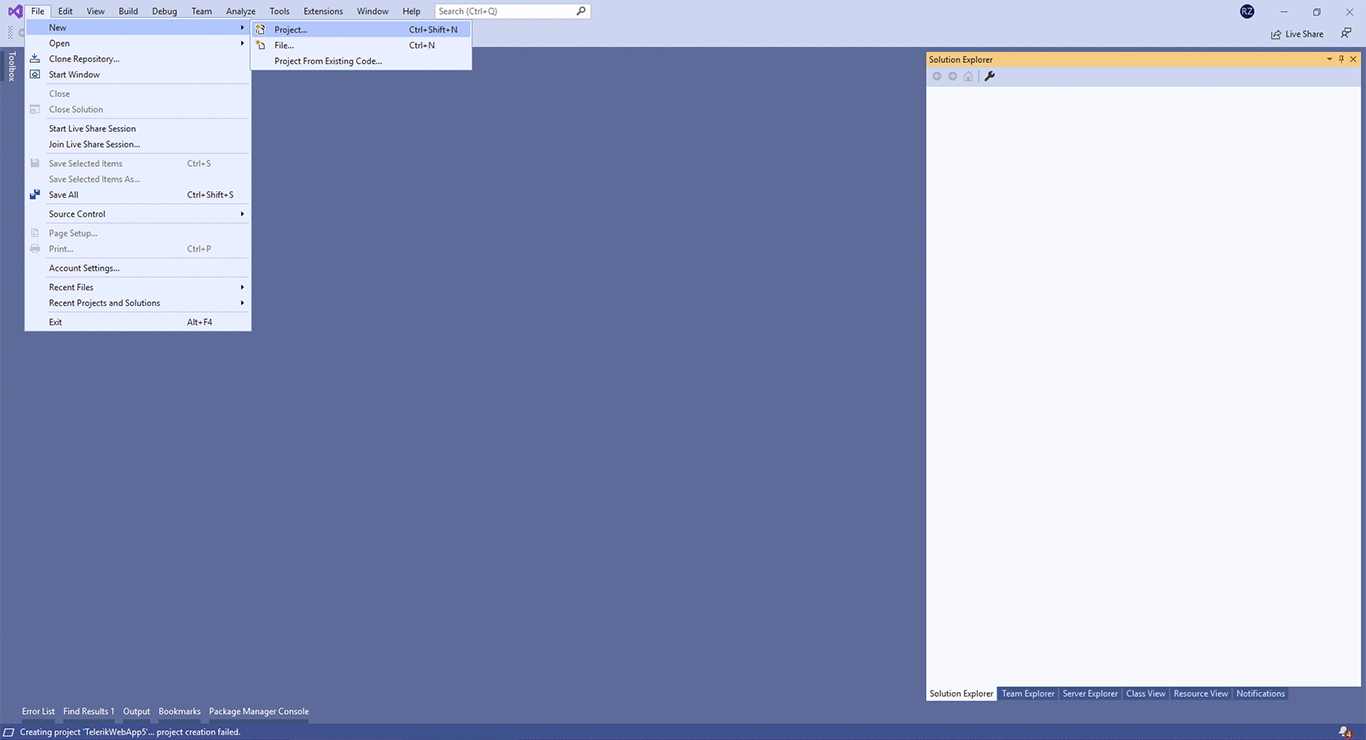 Telerik ASP.NET AJAX Visual Studio Project Template Create new project with Telerik UI for ASP.NET AJAX Extensions